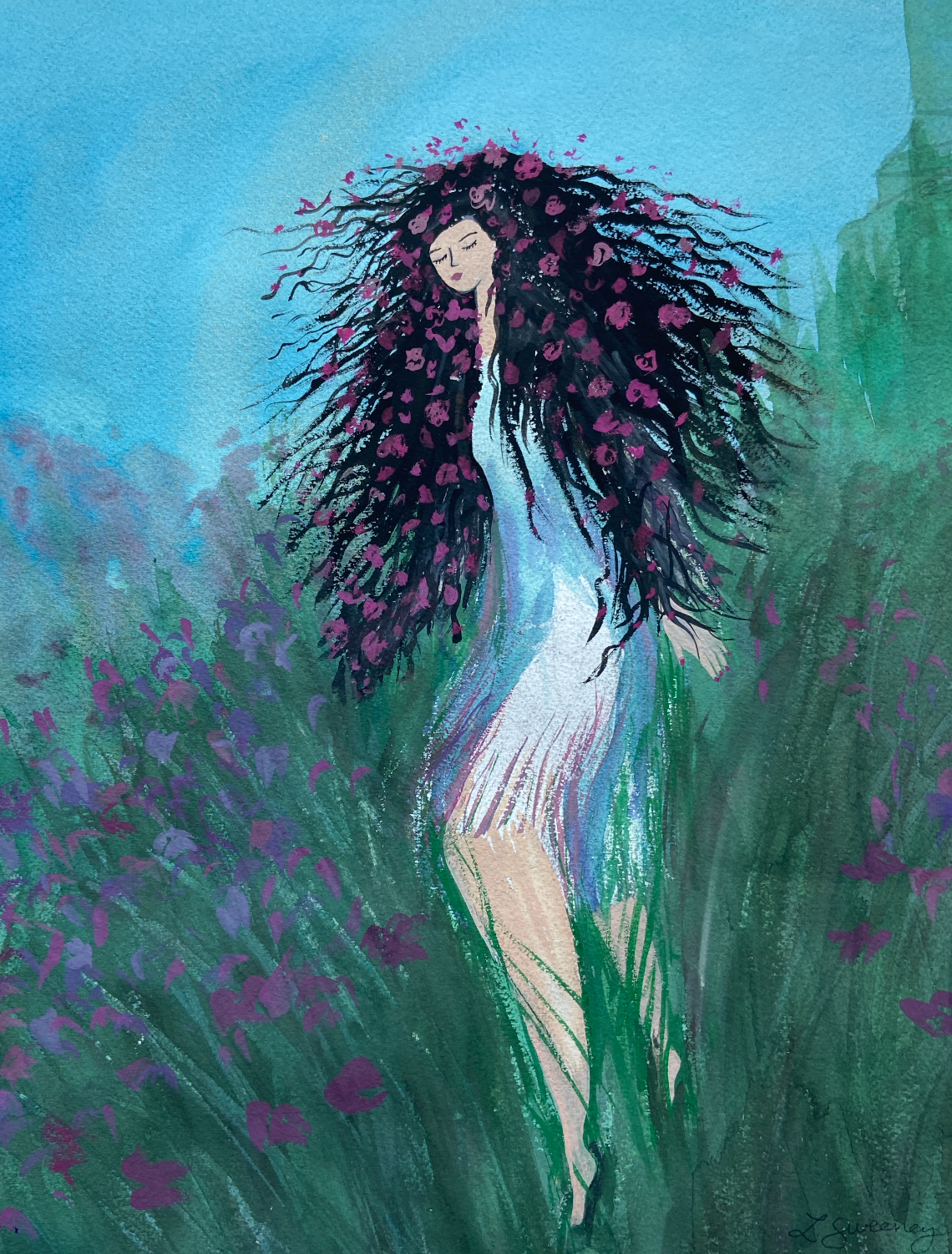 Girl in the Meadow - Art Print