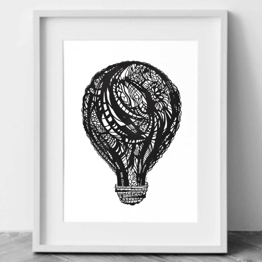 Black Ink Light Bulbs - Art Print